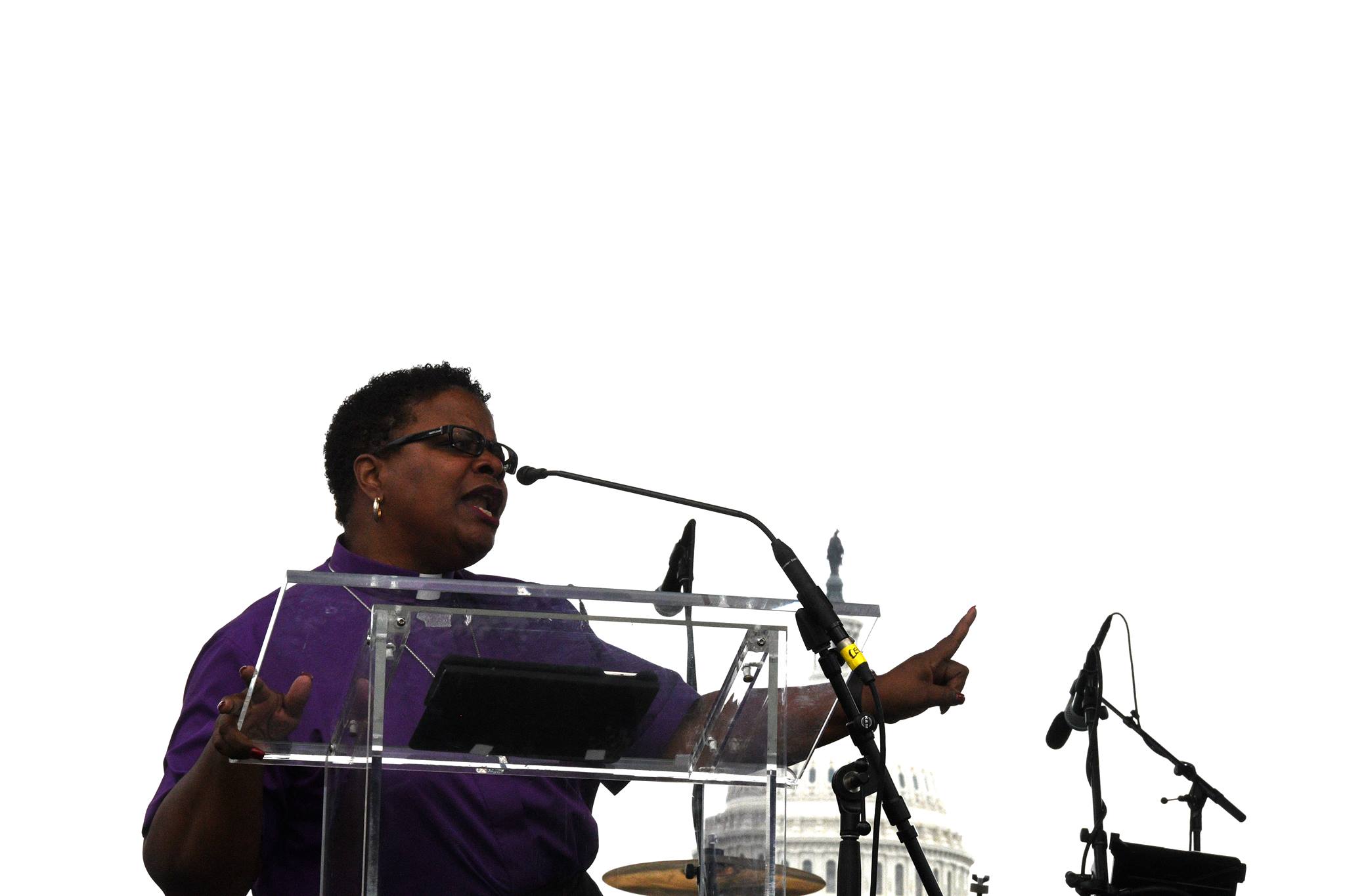 Bishop LaTrelle Easterling preaching at the United to Love rally