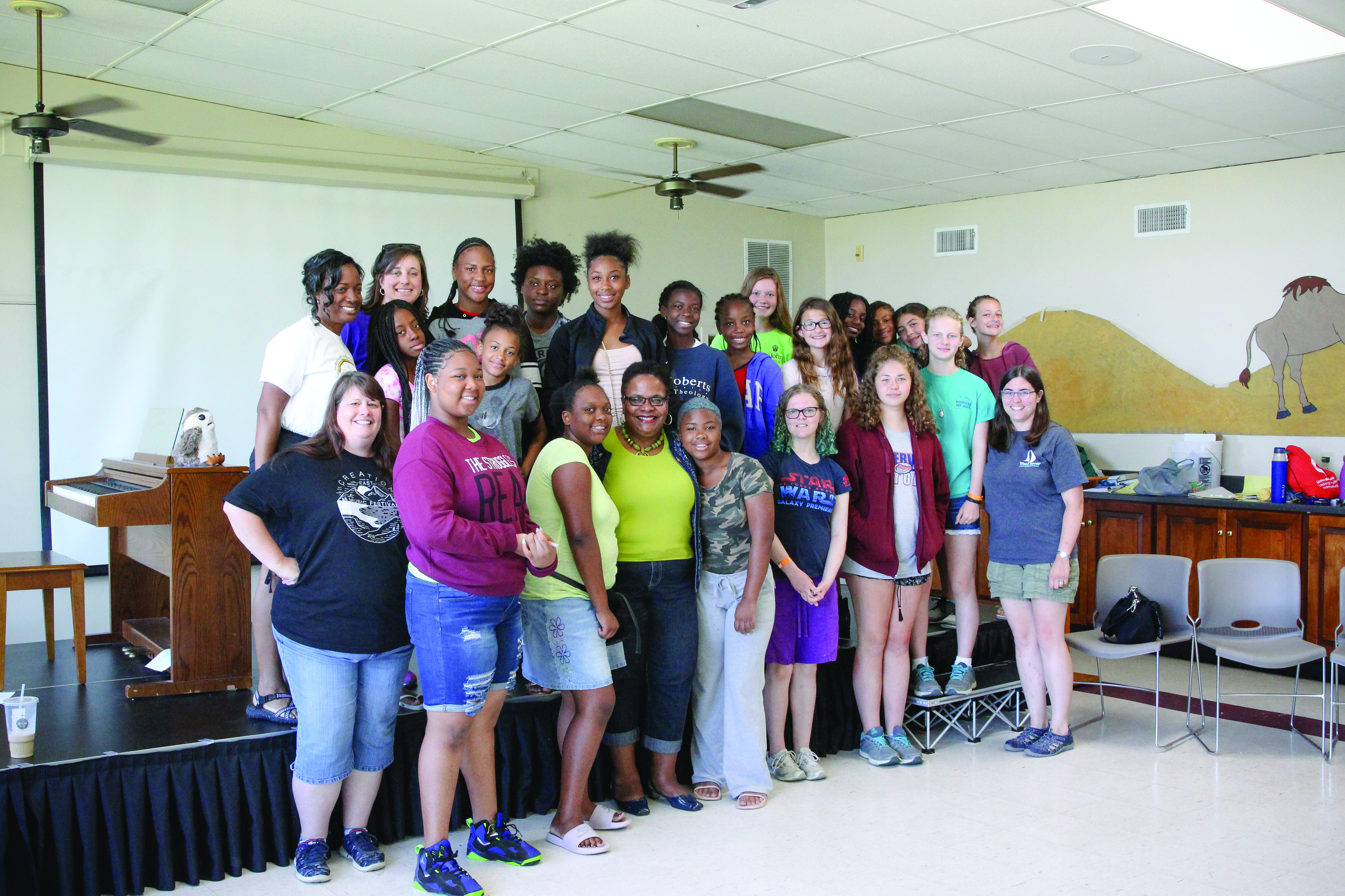 Bishop LaTrelle Easterling with the LeadHERship campers at West River